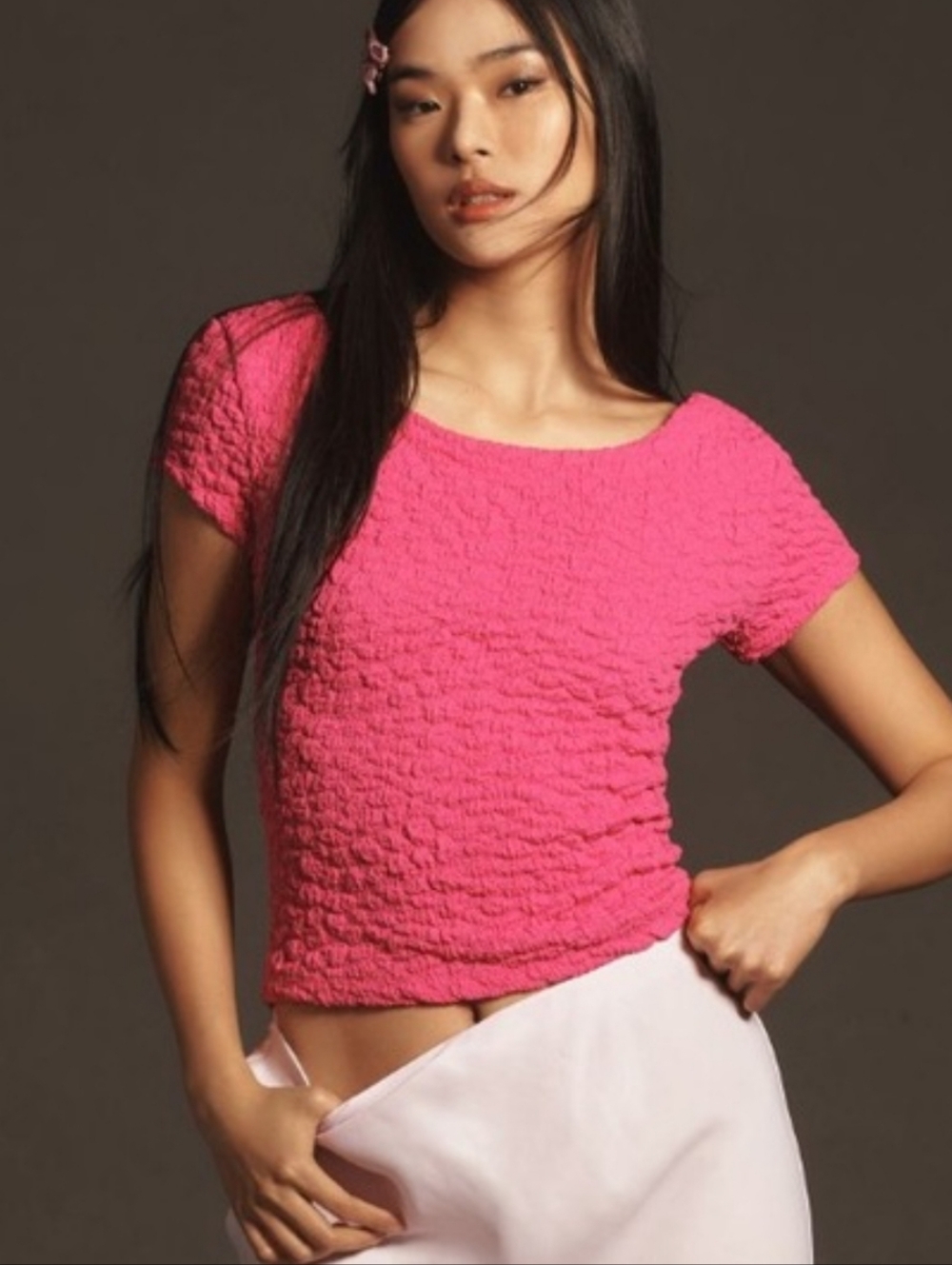 Maeve By Anthropologie Socialite Popcorn Tee In Pink Size Small